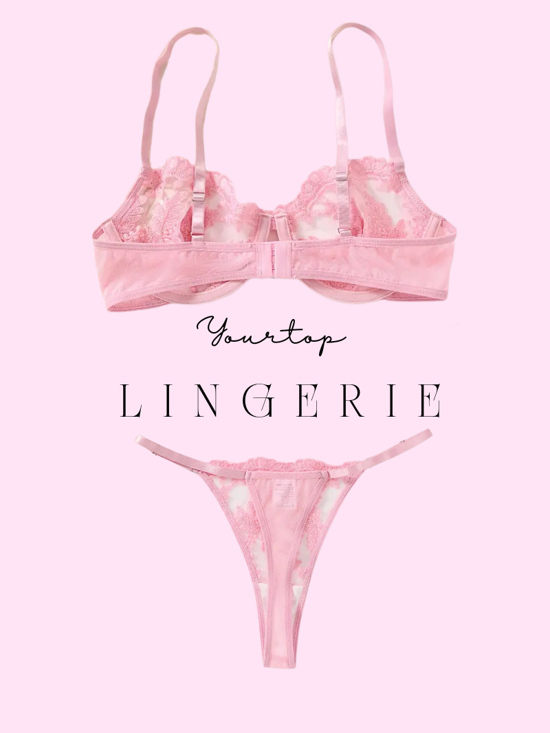 Blush Pink Thong Back View, Sheer Mesh and Satin Straps Detail.