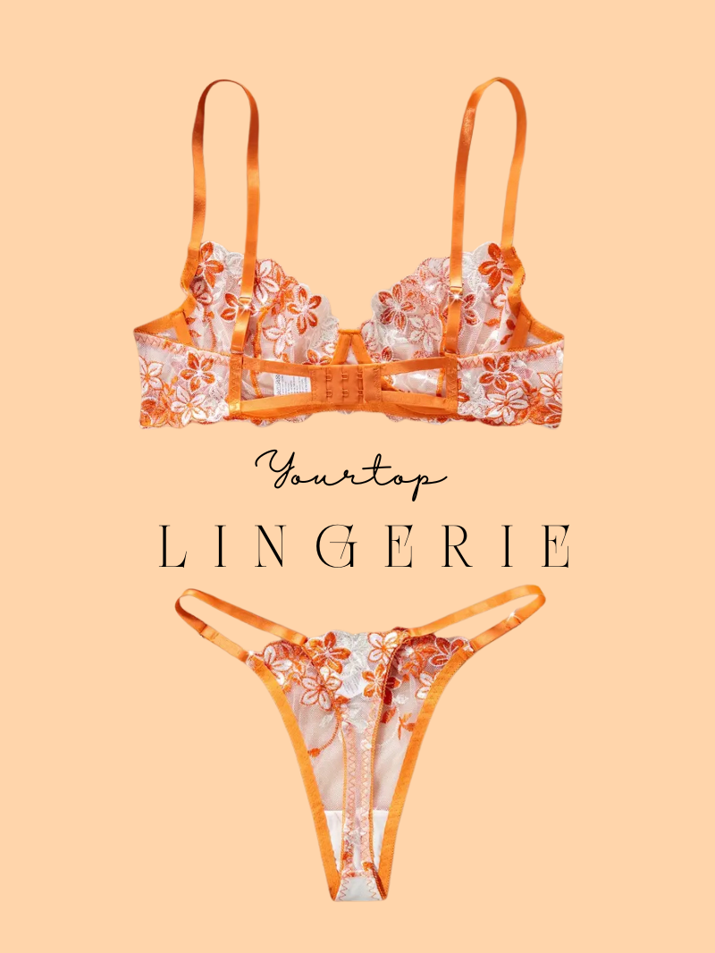 Orange Thong Back View, Mesh Fabric and Adjustable Straps Detail.